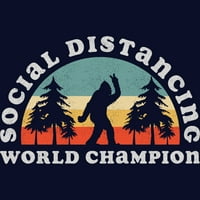 Bigfoot Social Distancing Svjetski prvak Juniors Mornary Blue Graphic Tee - Dizajn ljudi M