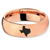 Tungsten Texas The Lone Star State Band prsten Muškarci Žene Udobne cipele 18K Rose Gold Dome Polirano