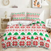 Chritmas Tree Reindeer Santa Claus uzorak mekog kreveta Komforter poklopac prekrivač pokriva set Twin