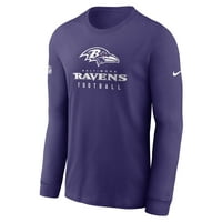 Muški Nike Purple Baltimore Ravens Performance za punjenje majica s dugim rukavima