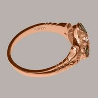 Britanci napravio 9k ružičarski zlatni prsten sa prirodnim peridot i kubnim cirkonskim ženskim prstenom