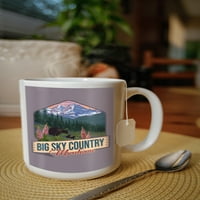 FL OZ Keramička krigla, Big Sky Country, Montana, medvjed i proljeće cvijeće, kontura, perilica posuđa