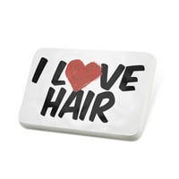 Porcelein Pin I Love Hair Lapel značka - Neonblond