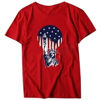 Odjeća za odjeću 4. majica za žene Ljeto V izrez Kratki rukav Patriotske tuničke majice Top Trendy Dan nezavisnosti Ispis bluza