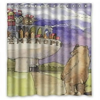 Hellodecor crtani medvjed za zavjese od poliestera tkanina kupaonica ukrasna veličina zavjesa