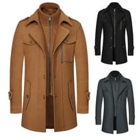 FVWitlyh jakne za muškarce kožni kaput muške jesenski i zimski kaput dvostruki vuneni kaput zabranjuje
