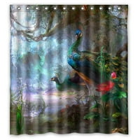 Hellodecor paun u džungli tuš za tuširanje poliestera tkanina kupaonica u dekorativnoj veličini zavjesa