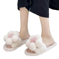 Ulazne papuče za žene Fuzzy Soft House Papuče udobne unutarnje vanjsko klizanje na prozračno bijelo