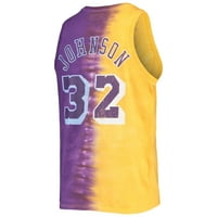 Muška Mitchell & Ness Magic Johnson Gold Purple Los Angeles Lakers Classics Classics Tie-Dye Naziv i