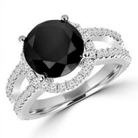 Veličanstvo dijamanti MD160448-4. CTW okrugli crno-bijeli dijamantski halo modni zaručnički prsten u
