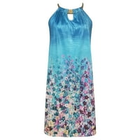 Pntutb Weens Cleance, ženski ljetni casual modni metalni viseći vrat Print haljina bez rukava posebne