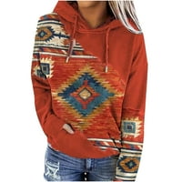 Fanxing zasebne ponude zapadne vintage dukseve za ženske ležerne dukseve Aztec grafički tiskani pulover
