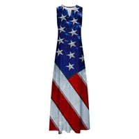 Leesechin ponude ženske suknje američke zastave Dressy Plus veličine V-izrez Dan Nezavisnosti Dan Haljine