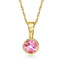 Čisti od Ross-Simons 0. Carat Pink Topaz Privjesak ogrlica u 14KT žuto zlato za žensko, odrasle