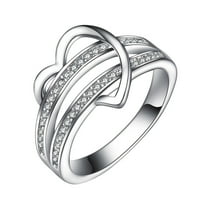 14k pozlaćeni halo ringring dijamantski poluglasni srčani kreativni cirkon ukras srebrni prsten