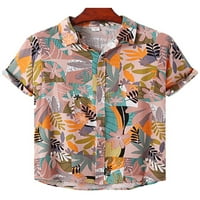 Prednji protok Men Button Down bluza Havajska košulja Casual Tropical Aloha majica Kratki rukav za odmor za odmor za odmor
