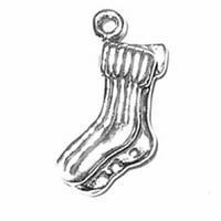 Sterling srebrna 8 šarm narukvica sa priloženim 3D par visokih rebrastih čarapa šarm