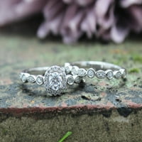 CT. T.W CENTER OKRUGLJNA LAB KREATIVNA MUISSANITE DIAMOND HALO Vintage Style Bridalni prsten u 14k bijelo