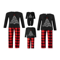 Božićna porodica koja odgovara pidžamama set crni Xmas Tree Ispis dugih rukava i ležerne labave plažene