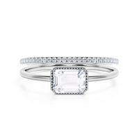 Minimalistički 1. karatni smaragdni rez dijamant moissanite zaručni prsten, vjenčani prsten u sterlingu