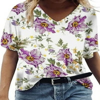 Majica luxplum dame u vratu ljetne vrhove kratki rukav majica Comfy pulover rad Tee Style B XL
