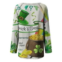 Žene ul Patrick Dan majica Labavi dugi rukav Shamrock Graphic Duksera Ležerne prilike Lucky Irish Clover