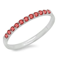 0. Carat 18k bijelo zlato okruglo rubin ženski godišnjica vjenčanog prstena za slaganje