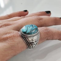 Plavi bakar Tirkizni prsten, prirodni bakar tirkizni prsten, srebrni nakit, srebrni prsten, rođendanski