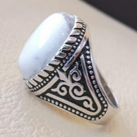 HowLite MANS prsten, prirodno bijelo za HowLite dječački prsten, rodni nakit, srebrni prsten, rođendanski