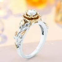 Miyuaadkai Prstenovi Dvostruke boje Žene Modni trend cvijet Cijeli dijamantni cirkonski prsten dame