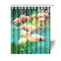 Vodene boje Flamingo Ptice Slikarstvo Dekor Vodootporni poliesterski tkanini za zavjese za tuširanje