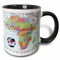 3drose slika topografske karte Afrike - dva tonska crna krigla, 15-unce
