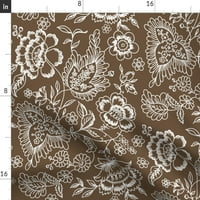 pamučni listovi, kraljica - kashmir toile smeđa krem ​​šećera Cvijeće neutralno cvjetno engleska