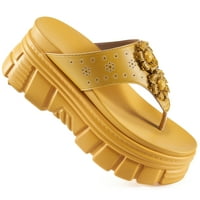 Sandale za ženske ležerne ljetne flip flip s lukom podržavaju žensku udobnu kožnu platformu sandale