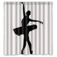 Greendecor Ballet Girl Dance Balet Silhouette Shadow Vodootporni tuš zavjesa sa kukama za kupatilo