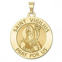Saint Vigilius Vjerska medalja Veličina četvrtine -Solida 14k bijelo zlato