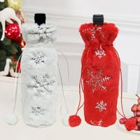Kiskick Snewflake uzorak za boce vino - Soft Fau Fur Božićni stil Festival Poklon, Ukrajina za čišćenje