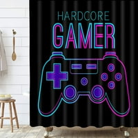 Igra tuš Curtains Gamer Joypad s neonskom crnom pozadinom Poliester tkanine Kupatilo Zavjese za ciratu