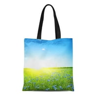 Platnena torba odvažna tota Trgovine Trgovinske torbe Green Spring Cornflower polje Clear Blue nebo