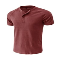 Groanlook Muška majica s kratkim rukavima Ljetni vrhovi Henley ovratnika Redovna fit majica Dugme Down