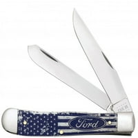 Case Ford Logo & SAD Zastava Blue i Bijeli prirodni noževi za kamperi