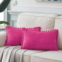 Pakovanje Corduroy mekih ukrasnih jastuka za bacanje s pom-poms, čvrsti kvadratni jastuk jastučni jastuk