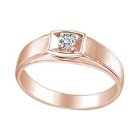 Okrugli bijeli prirodni dijamant Accenti Angagement Vjenčani prsten 14K čvrste ruže Zlatne prstene veličine-12,5
