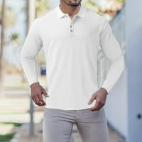 Muški polo košulje Muški dugi rukav Golf polo majice Brze suho T-majice Teretna vježba Tees White, 3xl