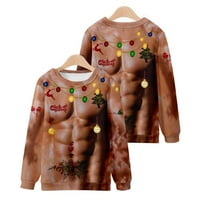 Blueeek Muška modna povremena božićna pulover Duks 3D ispis dugih rukava s dugim rukavima TOP košulja
