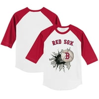 Omladinski sitni otvor bijeli crveni boston crvena pa bejzbol suza 3 majica sa 4 rukava