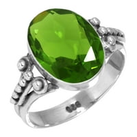 Sterling srebrni prsten za žene - djevojke zelena peridot kvarc dragulja Srebrna prstena veličine 5.