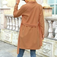 CLLIOS ženska puna boja srednje dužine dugih rukava s dugim kaputom kaput dugih rukava kaputić