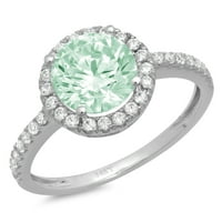 1.85ct okrugli rez zeleni simulirani dijamant 14k bijeli zlatni angažman halo prstena veličine 9,75