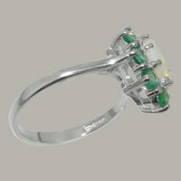 Britanci napravio je 10k bijeli zlatni prirodni prsten i smaragdni ženski prsten - veličine 7 Opcije